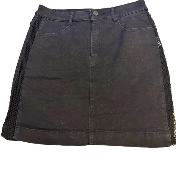 Missguided black denim and mesh mini skirt - Picture 1 of 6